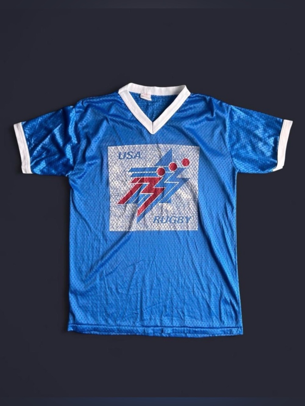Vintage 1980’s USA Rugby nylon mesh jersey size M